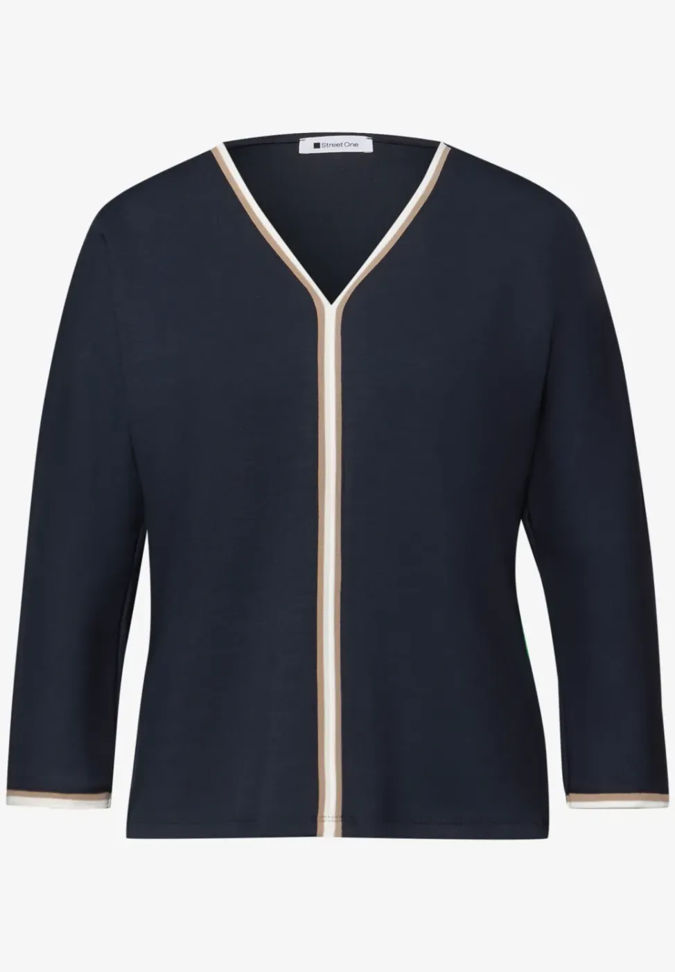 Shirt met 3/4 mouwen en contrasterende details
