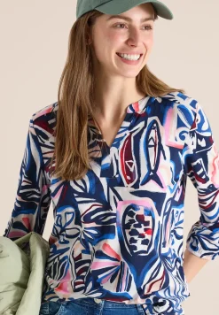 Shirt met 3/4 mouwen en knoopdetail