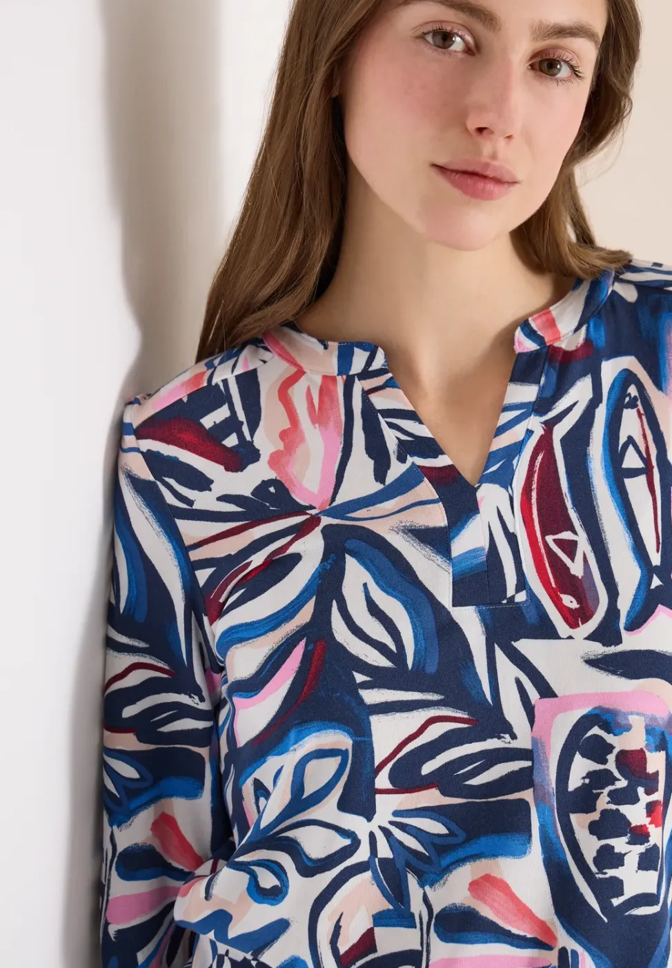 Shirt met 3/4 mouwen en knoopdetail