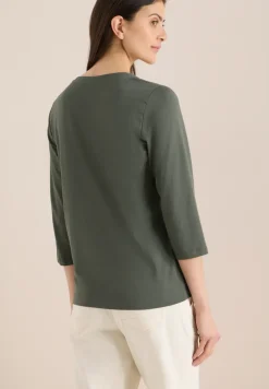 Shirt met 3/4 mouwen en split neck
