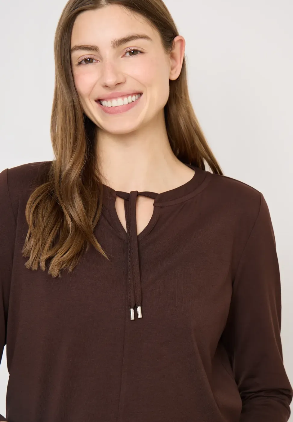 Shirt met 3/4 mouwen en split neck