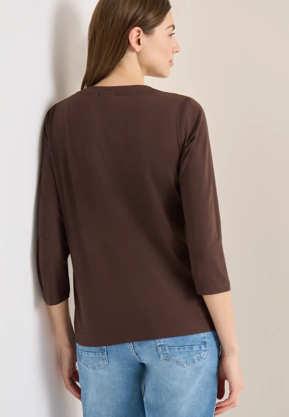 Shirt met 3/4 mouwen en split neck