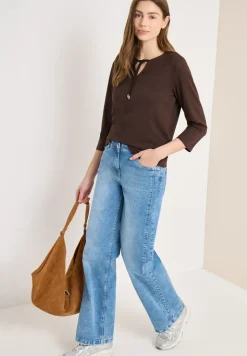 Shirt met 3/4 mouwen en split neck
