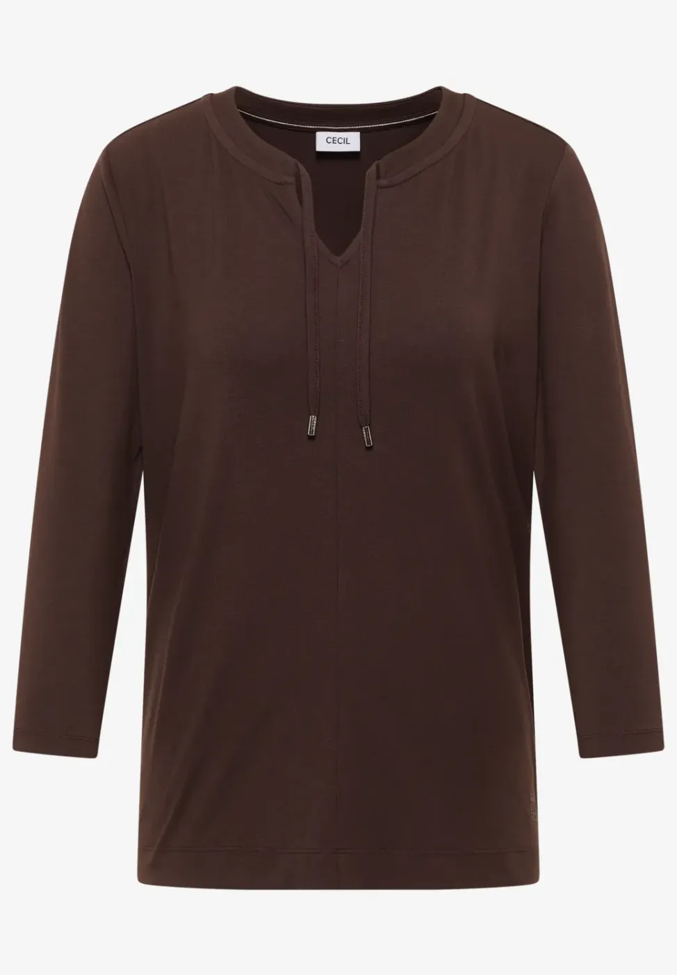Shirt met 3/4 mouwen en split neck