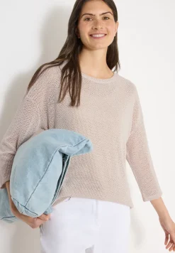 Shirt met 3/4 mouwen in ajourlook