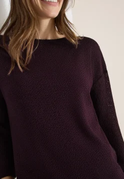 Shirt met 3/4 mouwen in ajourlook