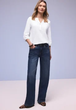 Shirt met 3/4-mouwen, split neck en knopen