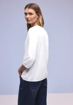 Shirt met 3/4-mouwen, split neck en knopen