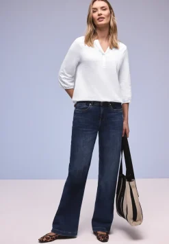 Shirt met 3/4-mouwen, split neck en knopen