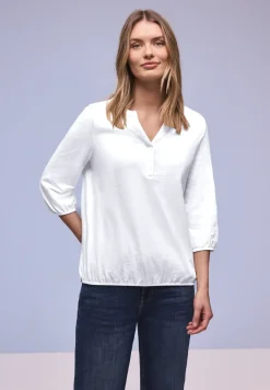 Shirt met 3/4-mouwen, split neck en knopen