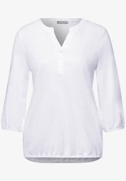Shirt met 3/4-mouwen, split neck en knopen