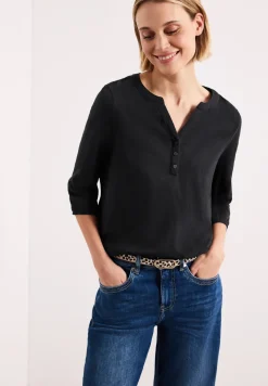 Shirt met 3/4-mouwen, split neck en knopen