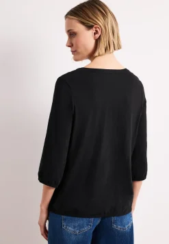 Shirt met 3/4-mouwen, split neck en knopen