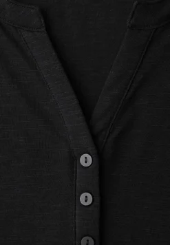 Shirt met 3/4-mouwen, split neck en knopen