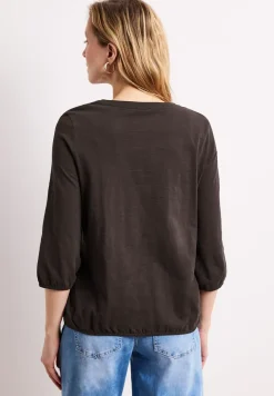 Shirt met 3/4-mouwen, split neck en knopen