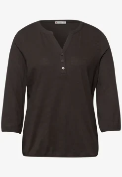 Shirt met 3/4-mouwen, split neck en knopen