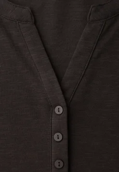 Shirt met 3/4-mouwen, split neck en knopen