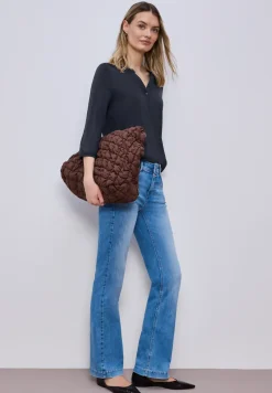 Shirt met 3/4-mouwen, split neck en knopen