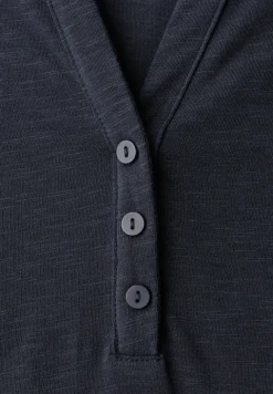 Shirt met 3/4-mouwen, split neck en knopen