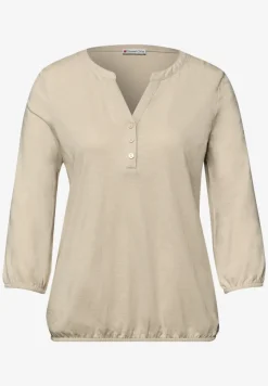 Shirt met 3/4-mouwen, split neck en knopen