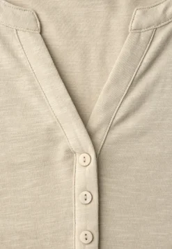 Shirt met 3/4-mouwen, split neck en knopen