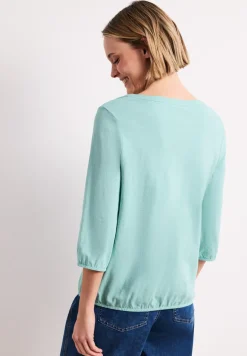 Shirt met 3/4-mouwen, split neck en knopen