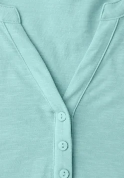 Shirt met 3/4-mouwen, split neck en knopen