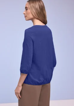 Shirt met 3/4-mouwen, split neck en knopen
