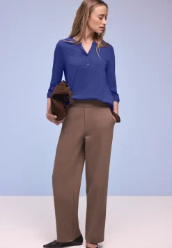 Shirt met 3/4-mouwen, split neck en knopen