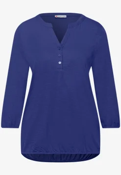 Shirt met 3/4-mouwen, split neck en knopen