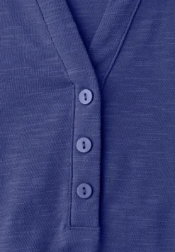 Shirt met 3/4-mouwen, split neck en knopen