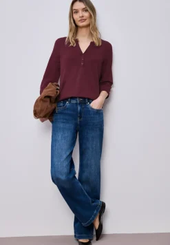 Shirt met 3/4-mouwen, split neck en knopen