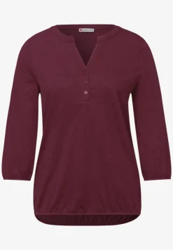 Shirt met 3/4-mouwen, split neck en knopen