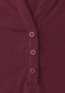 Shirt met 3/4-mouwen, split neck en knopen