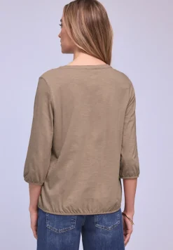 Shirt met 3/4-mouwen, split neck en knopen