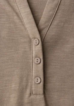 Shirt met 3/4-mouwen, split neck en knopen