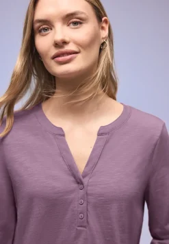 Shirt met 3/4-mouwen, split neck en knopen