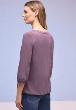 Shirt met 3/4-mouwen, split neck en knopen