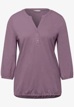 Shirt met 3/4-mouwen, split neck en knopen