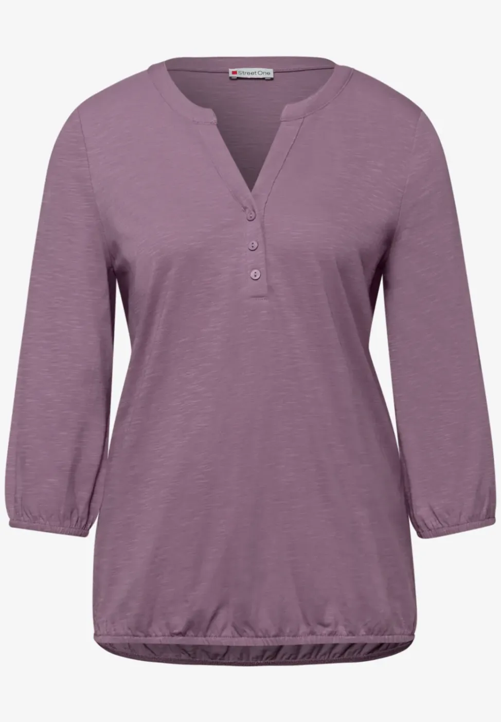 Shirt met 3/4-mouwen, split neck en knopen