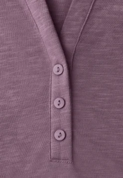 Shirt met 3/4-mouwen, split neck en knopen