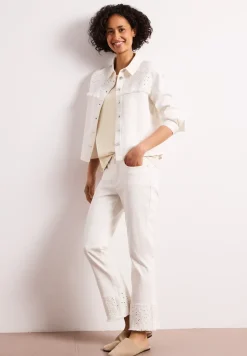 Shirt met overhangende schouder en decoratieve tape