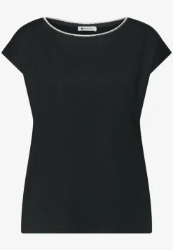 Shirt met overhangende schouder en decoratieve tape