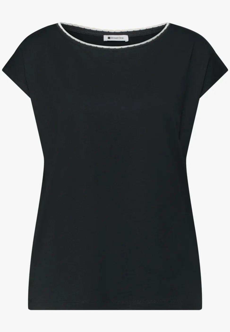 Shirt met overhangende schouder en decoratieve tape
