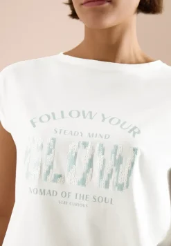 Shirt met overhangende schouder en knoopdetail