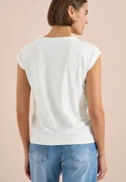 Shirt met overhangende schouder en knoopdetail