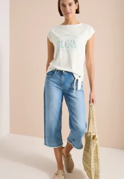 Shirt met overhangende schouder en knoopdetail
