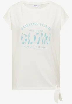 Shirt met overhangende schouder en knoopdetail