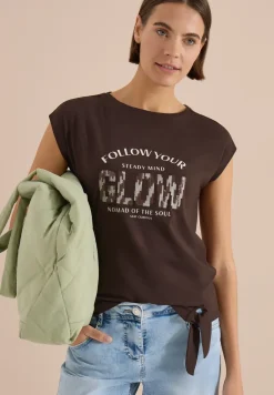 Shirt met overhangende schouder en knoopdetail