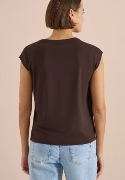 Shirt met overhangende schouder en knoopdetail